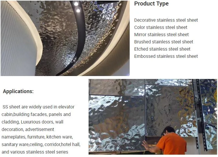 304 Wassereinwand Dekorationsfarbe aus Edelstahl für Innenarchitekturmaterialien Deckenwand 0