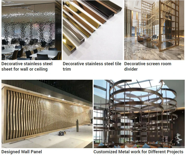 304 Wassereinwand Dekorationsfarbe aus Edelstahl für Innenarchitekturmaterialien Deckenwand 3