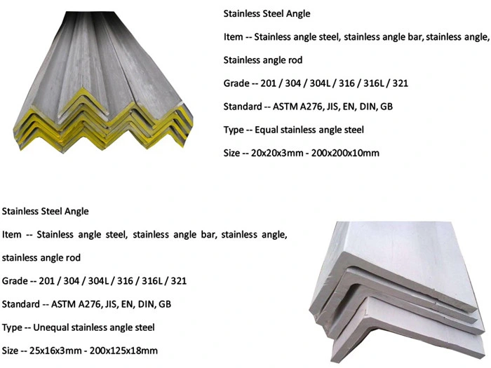 ASTM A276 TP316L Edelstahlwinkelstange SS 316L DIN1.4404 SS Winkelstange 100*100*10mm 0